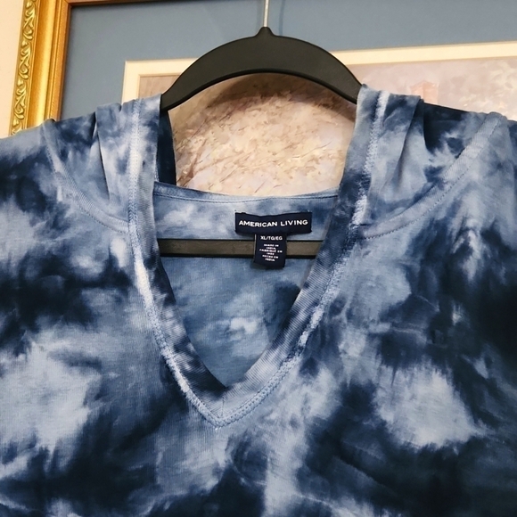 Blue Tie Die Hoodie With Front Pocket Long Sleeve XL Boho festival Coachella - Picture 9 of 11